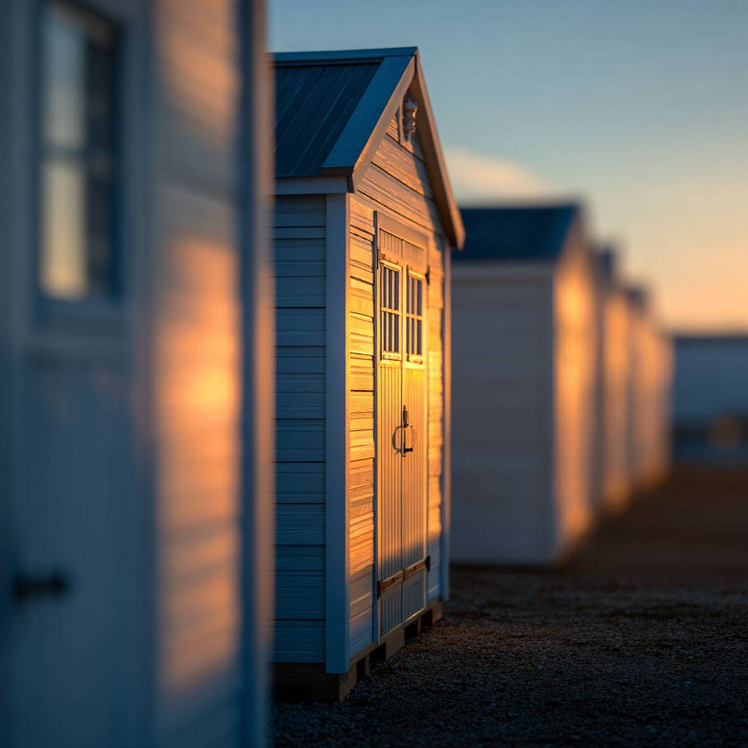A line of sheds in the sun, showing options for sheds near you